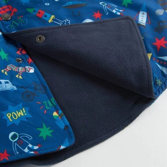 Paul Smith: Fleece Lined Hooded Cape Jacket - size 2 in Blue - Picture 3 of 16